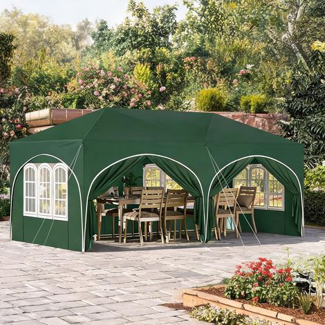 Gazebo 3 x 6m 6 côtés imperméable anti-UV avec moustiquaire (1/5)