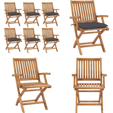 Klappbare Gartenstühle mit Kissen 6 Stk. Massivholz Teak - Klappbare Gartenstühle - Gartenmöbel Holz (1/5)