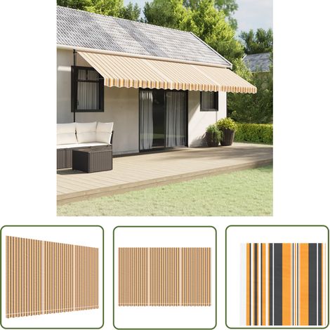 The Living Store Tissu de remplacement pour auvent rayures multicolores 6x3,5 m - Toile De Store - Tissu D'auvent - Auvent De Jardin - Parasol - Abri Solaire (1/5)