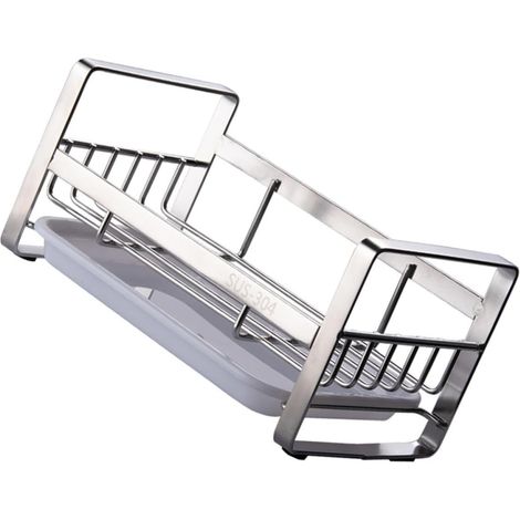 Étagère de Rangement Cuisine Couleur Aléatoire Porte Éponge en Acier Inoxydable avec Plateau Égouttoir Amovible Gardant Le Plan de Travail Sec Évier la Cuisine (1/5)
