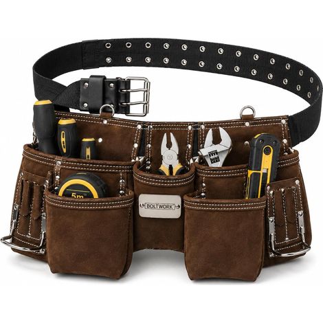 Pochette à outils en cuir Pro Heavy Bag Organizer Hand Tools avec ceinture réglable en nylon et boucle en métal pour s'adapter aux tailles S à XXL, 1 % de la valeur de vente sera reversée à (1/5)