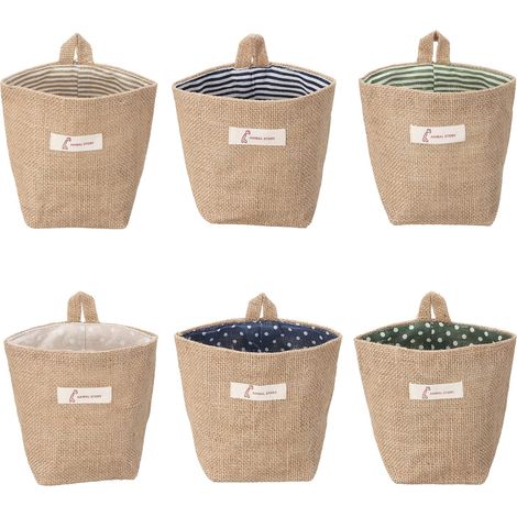 6 Panier Rangement, Coton Et Lin, Avec Poignée, Pliable, Pour Jouets Et Maquillage, Usage Domestique (1/5)