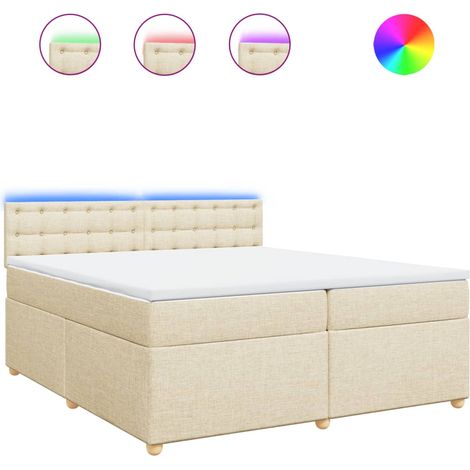Maison Exclusive - Giroletto a Molle con Materasso Crema 200x200 cm in Tessuto (1/5)