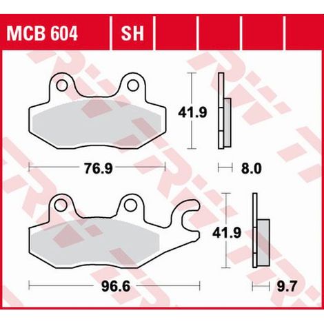 Pastillas de freno TRW ZF KH165/2 orgánicas para Suzuki DR 800 97-99, Triumph Tiger 1050 07-13, Dytona 1200 93-97, Trophy 1200 94-03, Yamaha XTZ 750 89-97, TRASERAS