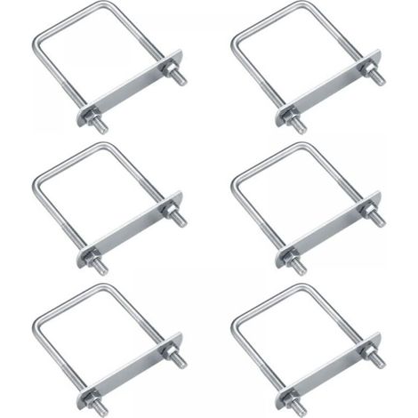 Lot de 6 boulons en U, boulons en U M6, boulons en U en acier inoxydable avec écrous, plaques et rondelles, boulons de serrage pour la fixation de tuyaux (angle droit 70x35mm) (1/3)
