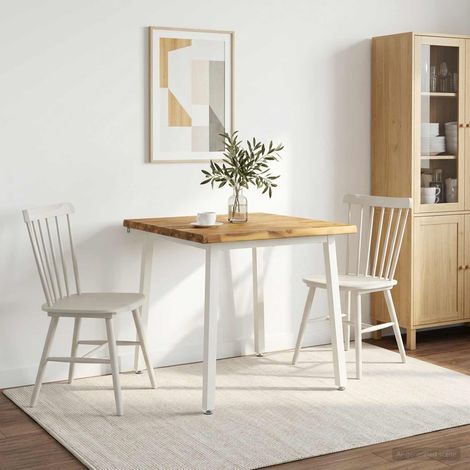 vidaXL 70 x 70 x 75 cm Madera de Acacia Sólida Blanco Cuadrado (1/5)