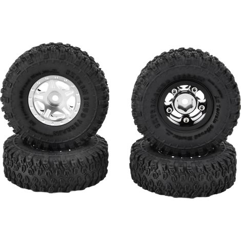 4 pneus en caoutchouc 1 pouce jantes en alliage d'aluminium titane pour Axial SCX24 90081 AXI00001 AXI00002 voiture crawler 1/24 (1/5)