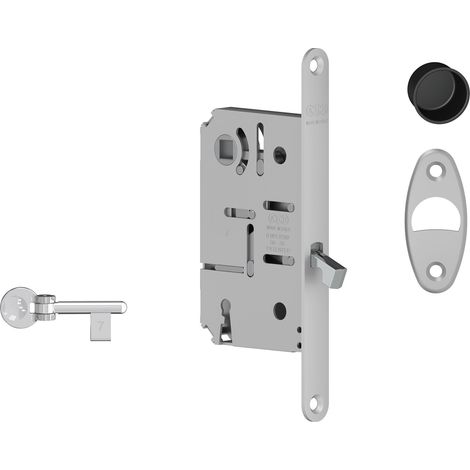 Agb Scivola T Schiebetürschloss BB/WC, DM50, Stahl verchromt matt