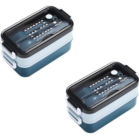Boîte à bento double couche (bleu)