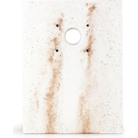 Basamento Rettangolare per Fontane 40x30x3 cm Ghiera Grande in Cemento Effetto Travertino Bianco e Nocciola
