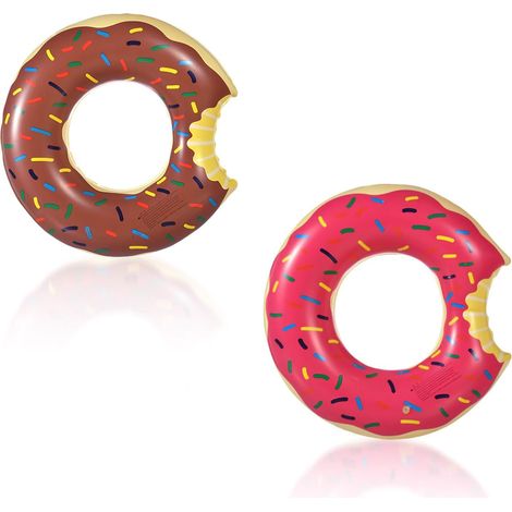 et de 2 Bouées Donut 70 cm (Rose & Chocolat) – Bouées mignonnes, très épaisses et résistantes aux fuites pour enfants (1/5)