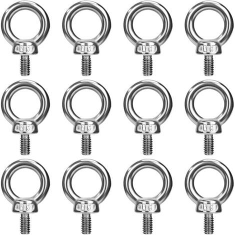 Boulons à Oeil M6 Anneau de Levage Boulon à œil Anneaux Filetage Vis en Acier Inoxydable 304 pour Fixer des Suspendus Relier 12 Pièces