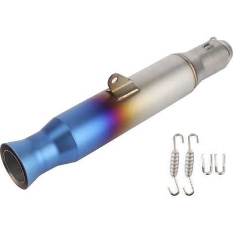 GP Racing Universal-Motorradauspuffrohr aus titanblauem Edelstahl – 1,5–2 Zoll Endrohr (1/5)