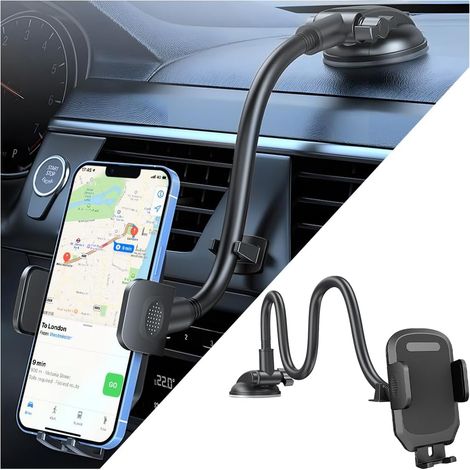 Support De Téléphone Portable pour Voiture avec Ventouse, Support Téléphone pour Tableau De Bord Et Pare-Brise Voiture, Support Téléphone Portable Flexible en Col Cygne pour Voiture(Noir) (1/5)