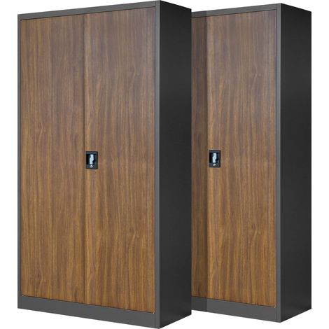 Lot de 2 Armoires de Bureau Métalliques 4 Étagères 195x90x40 cm (1/5)