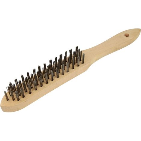 Brosse métallique,acier inox,4 rangées manche en bois 290 mm