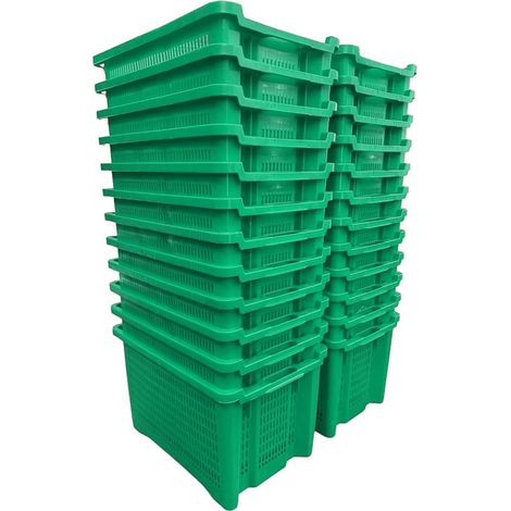 Cassa Cassetta agricola ortofrutta Salvaspazio 52x29x42H cm VERDE FONDO FORATO 24 PEZZI (1/4)