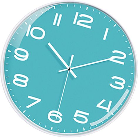 Horloge de bureau 30 cm (12 pouces) à quartz, mouvement simple et silencieux, en ABS écologique, inodore et durable, pour chambre ou bureau. Panneau vert et cadre blanc. (1/5)