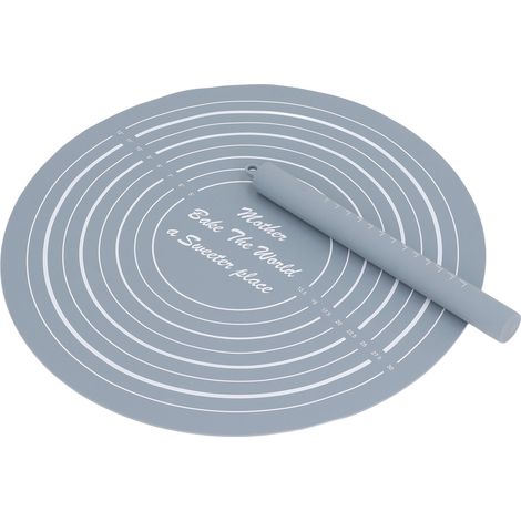 Ensemble de rouleaux à pâtisserie avec mesures, rouleau à pâtisserie en silicone antiadhésif, tapis de cuisson pour la cuisine, la pâtisserie et les pâtisseries (gris) (1/5)