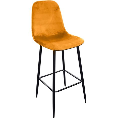 Tabouret de bar en velours vintage – Hauteur 108 cm – Assise 74,5 cm – Pieds en métal – Confort optimal pour moments de détente – Urban Living