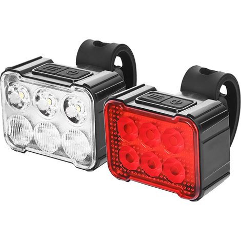 Juego de luces para bicicleta (delantera y trasera), carga USB, 8+12 modos, resistente al agua, luz para ciclismo nocturno. (1/5)