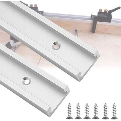 2pcs Rail En T 40cm + 6pcs Vis Rail À Rainures En T Onglet En T Pistes T-Slot Alliage D'aluminium Rail T-Slot T-Track Gabarit De Piste À Onglet T-Rails Pour Outil De Travail Du Bois (1/4)