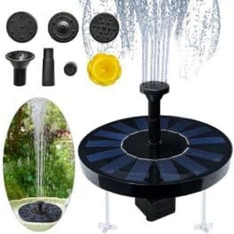 Solarbrunnenpumpe 4W mit schwimmendem Solarpanel, integriertem Akku und 6 Düsen. Ideal für kleine Teiche, Vogeltränken, Aquarien und Gartendekoration. 18 cm (1/4)