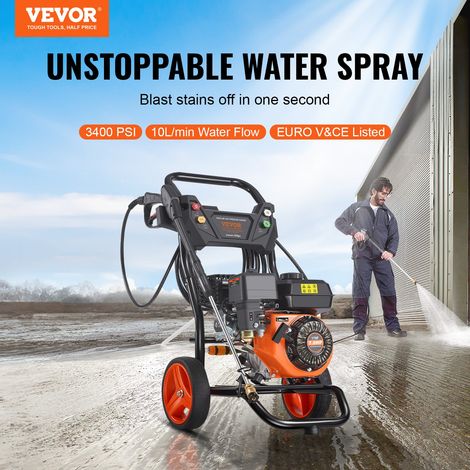 Nettoyeur haute pression à essence, 3400 PSI, laveuse haute pression à gaz, 10 L/min, avec pompe en aluminium, pistolet pulvérisate… (1/5)