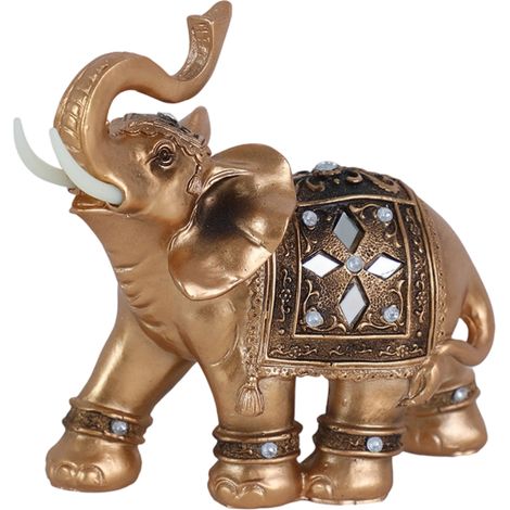 Ornements éléphant en résine, éléphant doré, décorations créatives pour la maison, le bureau ou le salon (1/5)