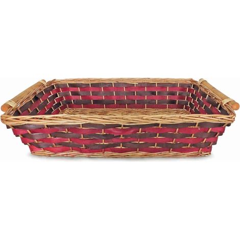 Cesto rettangolare da confezionamento in vimini rosso e marrone, 74/70x52x16 cm