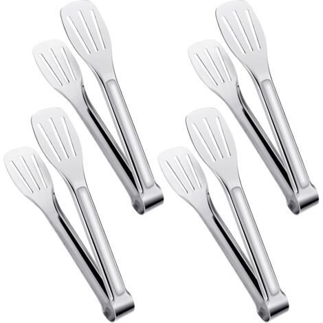 Pinces de service, pinces de cuisine, pinces à buffet, pinces alimentaires en acier inoxydable, petites pinces, lot de 4 (18 cm) (1/5)