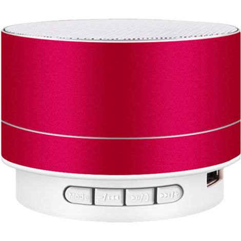 Mini Enceinte sans Fil Portable Rouge en Métal 3w Connexion sans Fil Haut Parleur sans Fil Portable, Lecture Via Carte et Usb, Batterie 350 Ma, Portée de Réception 10m (1/5)