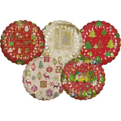 Starpak einweg-teller weihnachtsdekore blau, silber, rot, gold ø 23,0 cm, 25 st.