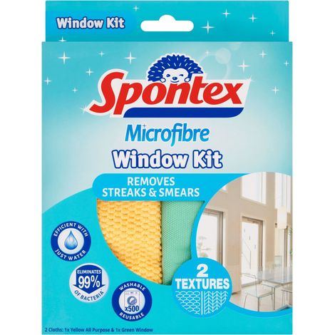 Spontex - 1 scatola da 2 superfici in vetro microfibra (2 salviette in totale) (1/4)