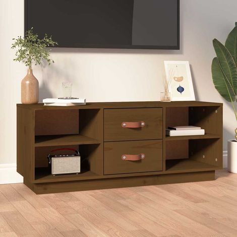 vidaXL Meuble TV Marron miel 100x34x40 cm Bois de pin massif (1/5)