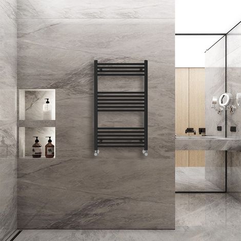 WarmeHaus Straight Heated Towel Rail Warmer Black 1000x600mm