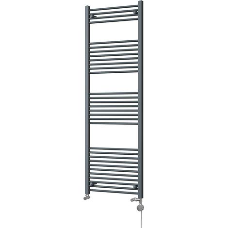 Zennor - Anthracite Dual Fuel Towel Rail H1800mm x W600mm Thermostatic - Straight (1/3)