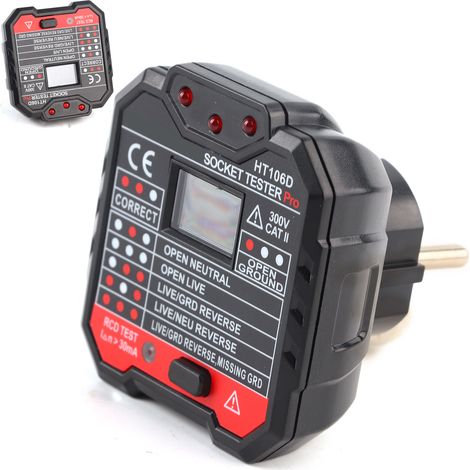 Elektrischer Steckdosentester mit digitaler Anzeige, Fehlerprüfer, Wandstecker (AC48–250 V, EU-Stecker) (1/5)
