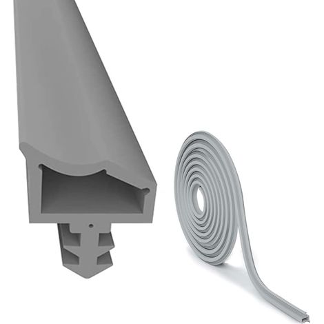 Joint de Porte Caoutchouc Contre 15M, Bruit et la Poussière Joint Porte, Largeur de Rainure 4mm Profondeur Rainure 7mm Pliage Rainure 12mm (Gris) (1/5)