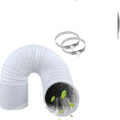 Tuyau évacuation 125 mm x 3 m alu + 2 colliers – pour clim, déshumidif, extracteur (1/4)