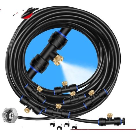 Brumisateur Terrasse, 8M Brumisateur Exterieur Pré-assemblé avec 7 Buse et 3/4" Adaptateur en Laiton (1/5)