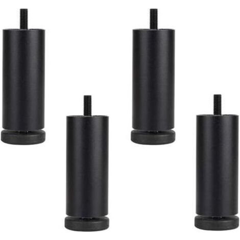 Pieds De Canapé - Alliage D'aluminium - Réglables En Hauteur - Filetés M8 - Noir - 12 Cm - Lot De 4 (1/4)