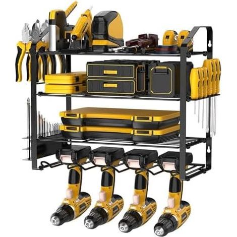 Étagère de rangement robuste et durable pour outils électriques, support mural perceuse électrique, économie d'espace, facile à installer - (1/5)
