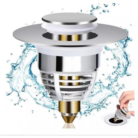 Bonde De Lavabo - Acier Inoxydable - Orifice 32 À 42 Mm - Système Pop Up - Filtre Intégré - 1 Pièce (1/4)
