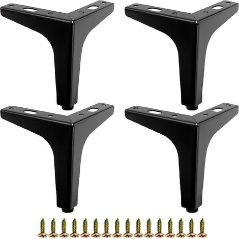 Pieds de support de rechange en fer forgé pour meubles, pieds de canapé-lit en métal, pieds de table de support à angle droit, faciles à assembler, 10 cm, noir et or, 10 cm. (1/5)
