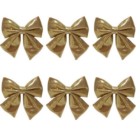 Fiocco in velluto oro cm 19 set 6 per decorazioni addobbi natalizi per albero di natale casa negozio ristoranti hotel (1/3)