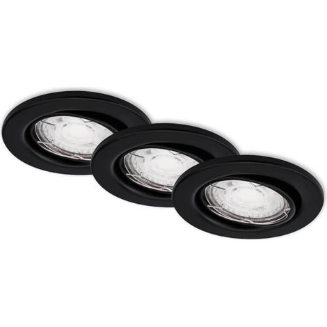Juego de 3 luminarias empotrables Ø 8,6 cm GU10 5W 460lm - color negro
