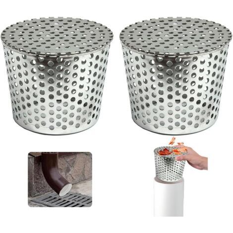Filtres De Gouttière en Acier Inoxydable, Lot de 2 Crapaudine de Gouttière 90-110mm, Filtre Gouttière À Mailles, Grille Protection Gouttiere Anti Feuille, Filtre de Gouttière pour Éviter les Blocages (1/5)