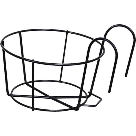 Runde Pflanzkörbe aus Eisen für Balkon, Terrasse und Veranda, schwarz, 12 cm (1/4)