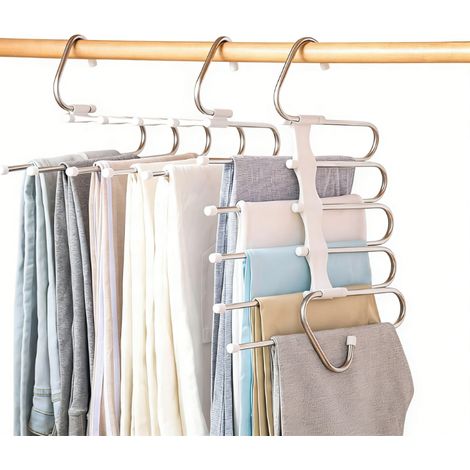 Cintre Pour Pantalons - Acier Inoxydable Et Plastique ABS - Organisation Verticale Ou Horizontale - Anti-Dérapant - Lot De 2 (1/5)